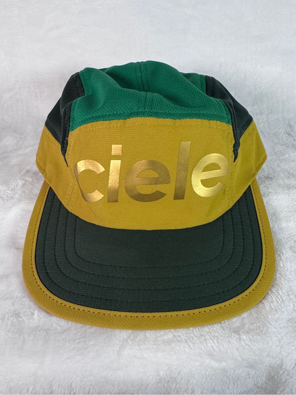 Ciele Athletics COOLwick Running Cap Hat Colorblock Green Yellow Black One Size